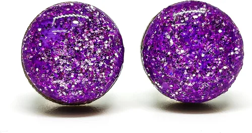 Vista 13 de Pendientes de tuerca, brillantes, 10 mm, hechos a mano, postes de acero inoxidable para orejas sensibles, tuerca para mujeres, hombres y niñas