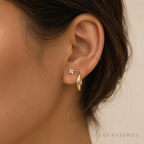 Vista 90 de Aretes de aro y broquel pequeños de oro o plata de ley para mujer, aretes para cartílago, nariz, hélix, trago Dorado