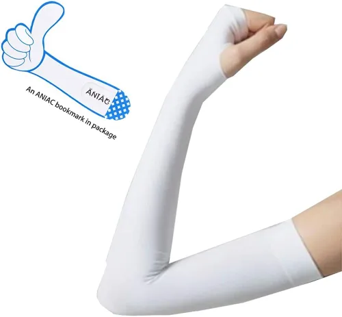 Vista 2 de ANIAC - Manguitos de protección UV para mujer y niña, protección solar UPF 50+, protección solar, protección contra la piel, protección contra rayos