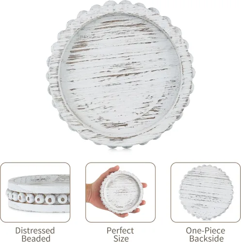 Vista 5 de Hanobe Portavelas para velas de pilar: juego de 3 portavelas de madera rústica de granja, soporte de vela encalado para centros de mesa, chimenea