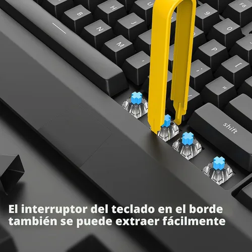Vista 4 de HONKID Extractor de interruptores, removedor de llaves de acero inoxidable para interruptores de teclado mecánicos de repuesto para juegos Amarillo