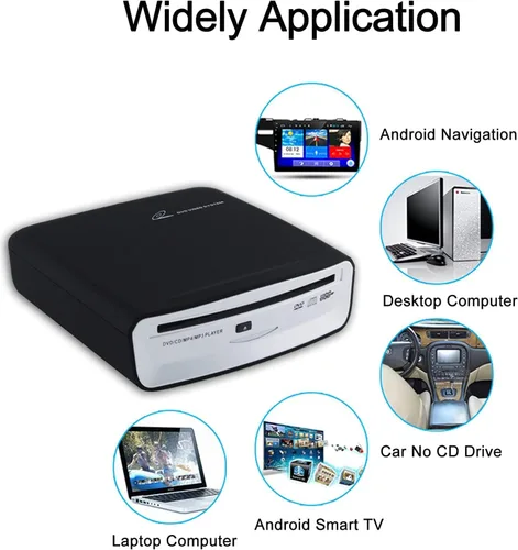 Vista 2 de Reproductor de CD portátil con conexión universal USB para coche, navegación Android, TV, portátiles, escritorio con puerto USB Plug and Play