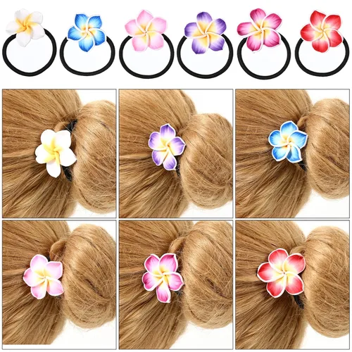 Vista 7 de 12 bandas para el pelo de flores para niñas, lazos para el cabello, decoración de plumeria, accesorios para el cabello, accesorios para el cabello