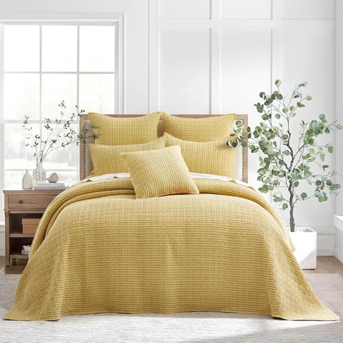 Vista 15 de Levtex Home Mills Waffle - Juego de colcha individual (84 x 104 pulgadas) con 1 funda de almohada (26 x 20 pulgadas), Adobe, juego de colcha 100%