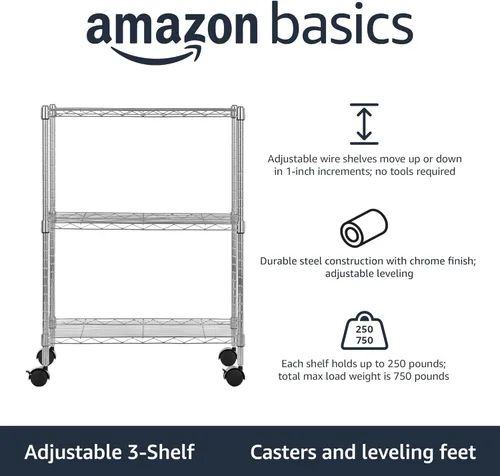 Vista 4 de Amazon Basics Adjustable, Heavy Duty Storage Shelving Unit