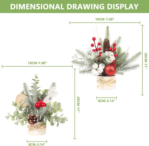 Vista 3 de JIALEIXI Pequeño mini árbol de Navidad de mesa, maceta artificial de 12 pulgadas para decoración de Navidad, para decoración de Navidad