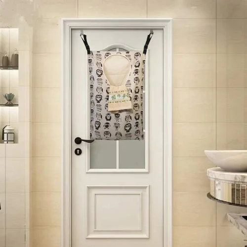 Vista 5 de Cesta de lavandería ajustable para colgar en la puerta con ganchos de acero inoxidable