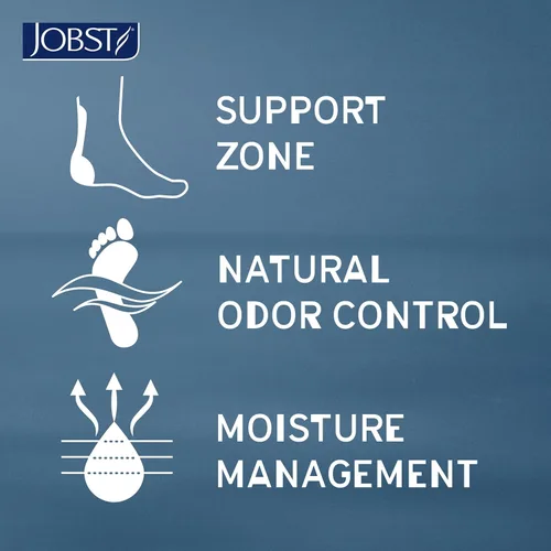 Vista 5 de JOBST Calcetines deportivos de compresión hasta la rodilla, 15-20 mmHg, negro/gris, talla S
