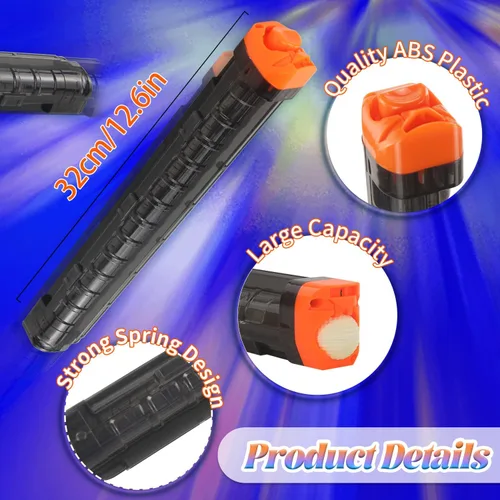 Vista 2 de BOROLA Clip de recarga de repuesto de 12 rondas de repuesto compatible con Nerf Rival Apollo XV-700 Rival Zeue XV-1200 (negro)