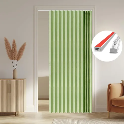 Vista 29 de AJAZZ Cortinas 100% Opacas para Puertas Corredizas de Entrada, Puertas de Acordeón para Entrada, Cortina Magnética para Puerta de Dormitorio Sala