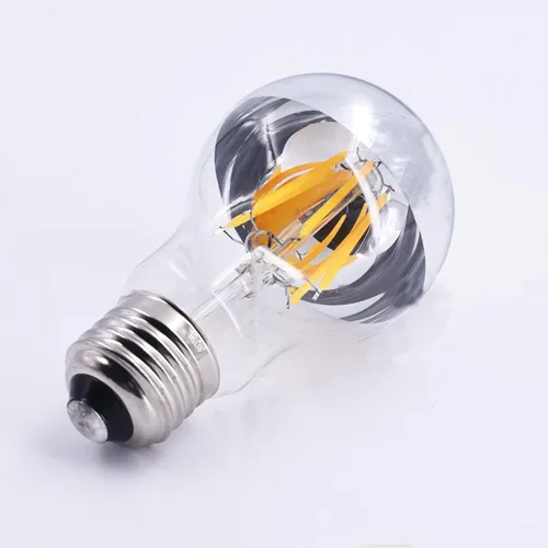 Vista 4 de Bombilla LED A19 con punta plateada de 4 W, media bombilla cromada, equivalente a 40 W, bombilla LED Edison vintage blanca cálida de 2700 K, base