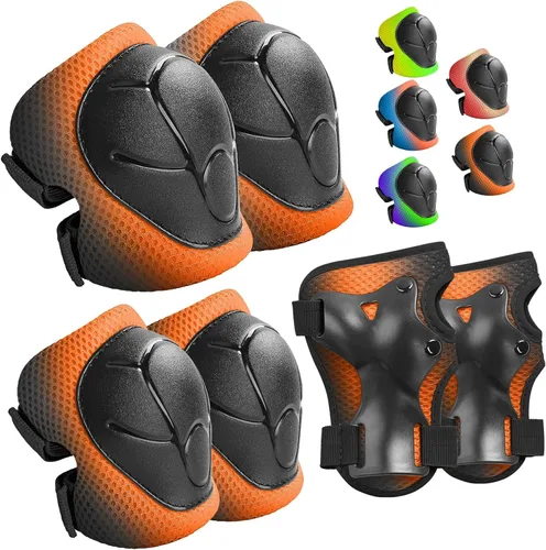 Vista 21 de Wemfg - Juego de protección para niños, rodilleras para niños de 3 a 14 años, rodilleras y coderas con protectores de muñeca 3 en 1 para patinaje