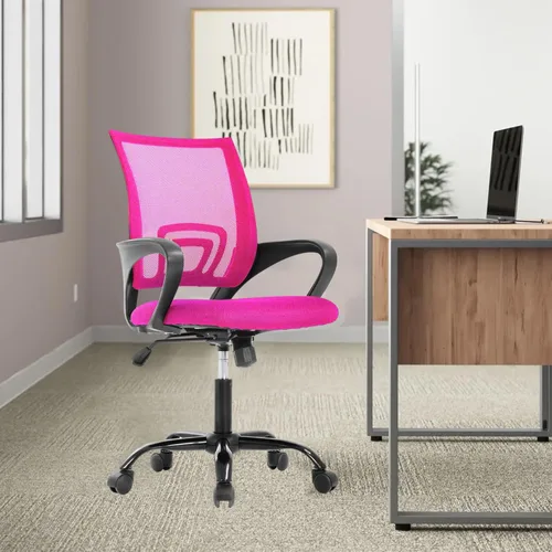 Vista 16 de Silla de escritorio, silla de oficina en casa, sillas de computadora de malla con soporte lumbar y reposabrazos, silla de escritorio ergonómica