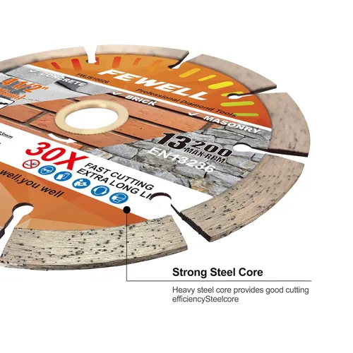 Vista 5 de FEWELL Hoja de sierra de diamante de 4 1/2 pulgadas para hormigón, hoja de sierra de hormigón segmentada para amoladora angular, corte seco/húmedo
