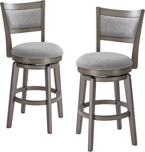 Vista 11 de PrimeZone Juego de 2 taburetes de bar giratorios de 24 pulgadas de altura de mostrador, taburete de bar de respaldo alto con patas de madera maciza