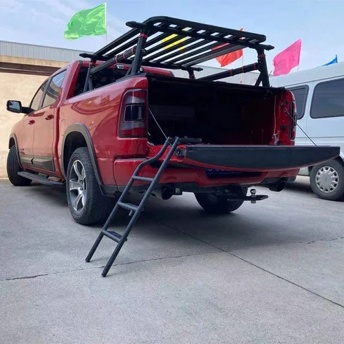 Vista 8 de TZD - Juego de escalera plegable para puerta trasera, aleación de aluminio, accesorios universales para camión, fácil de instalar, seguro y cómodo