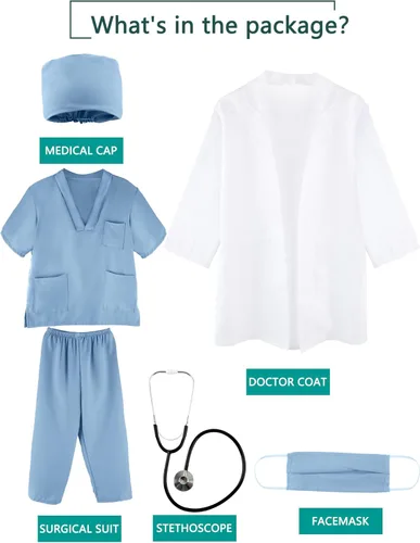 Vista 2 de Conjunto de disfraz de médico quirúrgico para niños, uniforme con estetoscopio, juguetes para niños y niñas