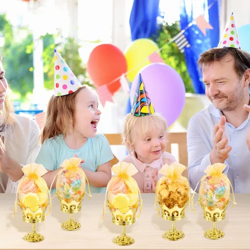 Vista 5 de 30 piezas de copa de corona rellenable de oro con bolsa para caja de dulces, regalos de boda, fiesta, contenedor decorativo de almacenamiento