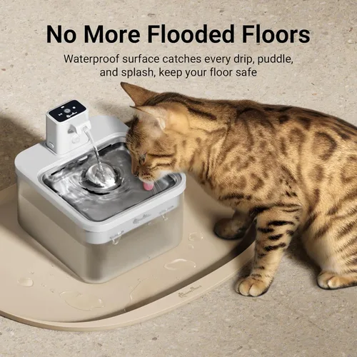 Vista 3 de DownyPaws Tapetes de comida para gatos para pisos, impermeables, sin BPA, tapete de silicona para comida de mascotas, tapete antideslizante