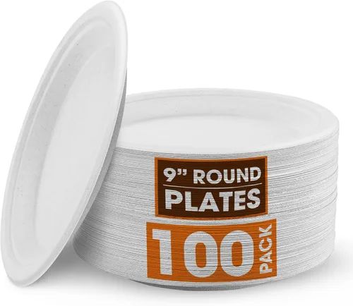 Vista 9 de Cheer Collection Platos compostables de 9 pulgadas, platos 100% biodegradables, 100% ecológicos y desechables, platos de papel de 9 pulgadas