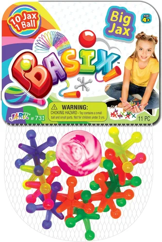JA-RU Juego Big Rainbow Jacks con bola hinchable (1 juego, 10 piezas Jax