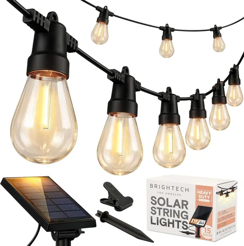 Vista 15 de Brightech Ambience Pro Super Bright Solar - Luces de cadena solares superbrillantes para exteriores con control remoto de 48 pies con 15 bombillas