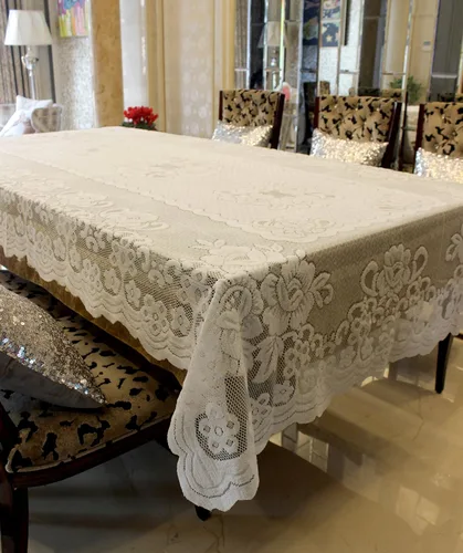 Vista 6 de GEFEII Mantel rectangular de encaje blanco para mesa rectangular, manteles de encaje de ganchillo, manteles de mesa oblongos, mantel de encaje