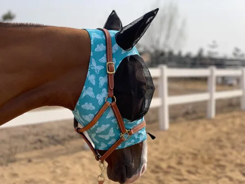 Vista 12 de Máscara de mosca de caballo, súper cómoda, máscara de mosca de caballo, máscara elástica con orejas, solo hacemos productos que les gustan a