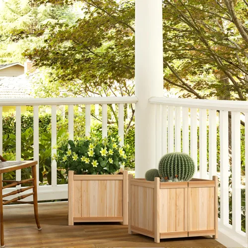Vista 2 de Giantex Cama de jardín elevada, maceta de madera plegable para vegetales y flores, cajas de plantación elevadas al aire libre, contenedor plegable