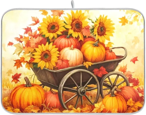 Vista 43 de Alfombrilla de secado de platos con flores botánicas y mariposas para encimera de cocina, absorbente, almohadilla de secado de microfibra, mediana