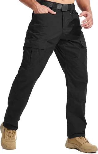 ISEEGZ Pantalones cargo para hombre, ligeros, transpirables, resistentes al agua, tácticos, militares, para senderismo, con bolsillo
