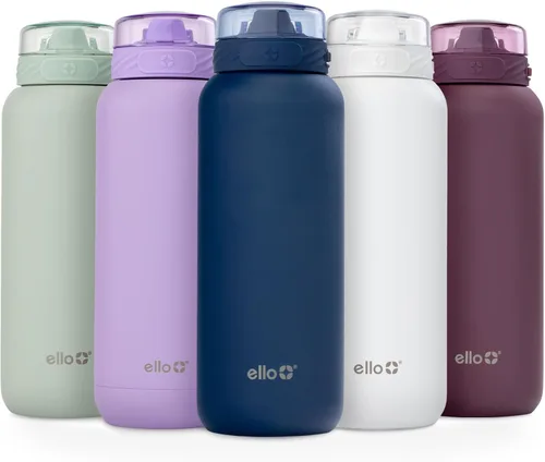 Vista 86 de Ello Cooper Twist - Botella de agua de acero inoxidable de 32 onzas con tapa para beber A prueba de fugas Doble pared y aislada al vacío Asa