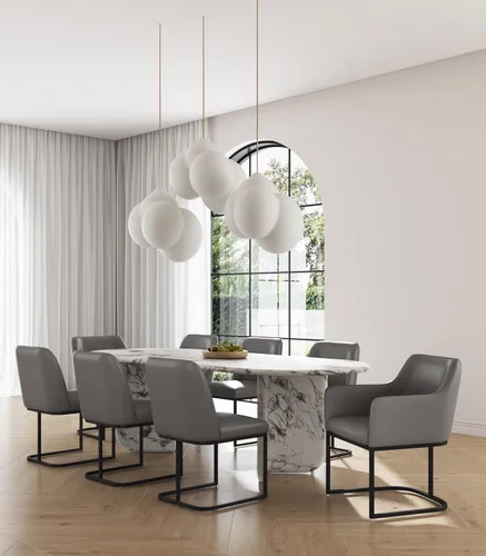 Vista 6 de Manhattan Comfort Serena - Silla de comedor de piel vegana de 18.7 pulgadas, color crema