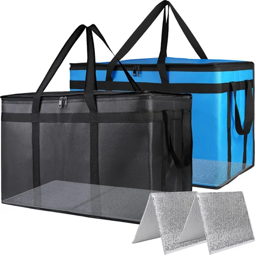Vista 7 de Bodaon - Paquete de 2 bolsas aisladas para entrega de alimentos, XXXL, bolsa de mano para comida y comestibles con aislamiento para alimentos