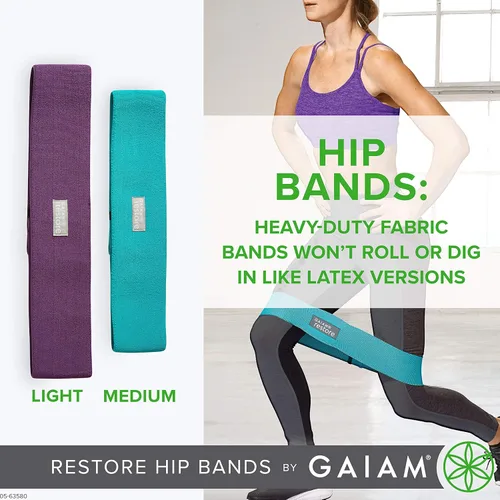 Vista 4 de Gaiam Restore Booty Bands Resistance Loops Hip Band Circle, Set of 2 Elastic Glute Bands for Women & Men in Progressive Resistance for Legs, Butt
