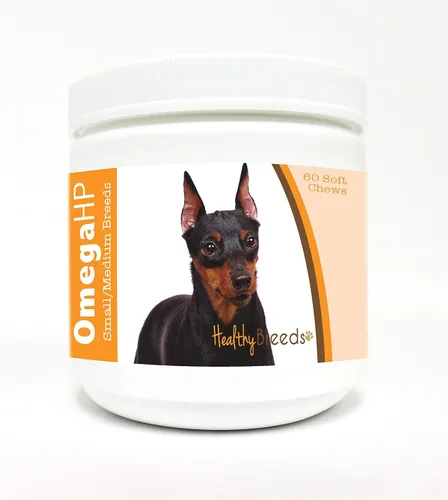 Vista 79 de Healthy Breeds Affenpinscher Omega HP - Masticables suaves para piel y pelaje, 60