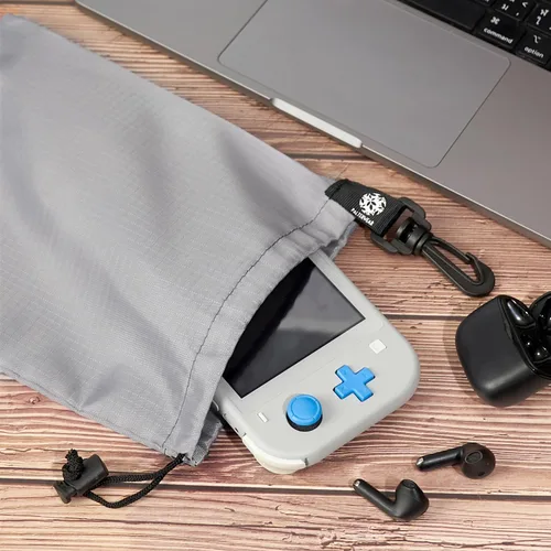 Vista 3 de Bolsa con cordón, bolsa de cincha y bolsa con clip para viajes, armario, al aire libre, juego de 5 (gris, 7 x 9 pulgadas)