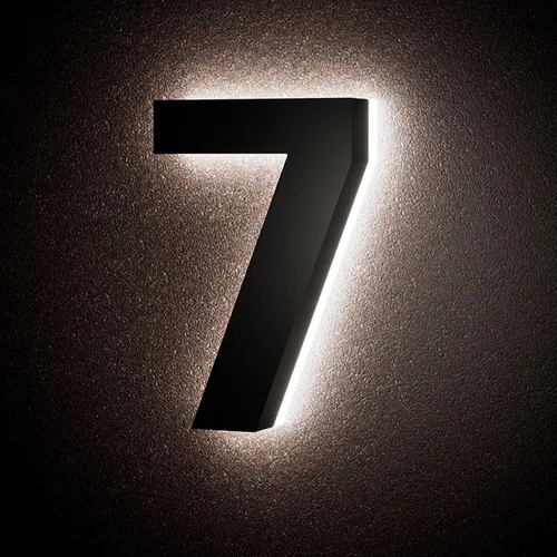 Vista 24 de Números de casa retroiluminados de 5 pulgadas para exteriores, acero inoxidable, número de dirección de casa iluminado con LED, letreros