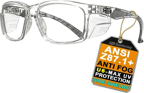 Vista 10 de HTS HUNTERSKY E60 Gafas de seguridad antivaho con protectores laterales ANSI Z87 Protección ocular para laboratorio y química gafas de protección