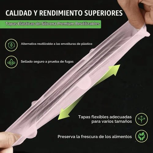 Vista 6 de Tapas elásticas de silicona reutilizables para almacenamiento de alimentos en refrigerador - cubiertas elásticas resistentes al calor para cuencos