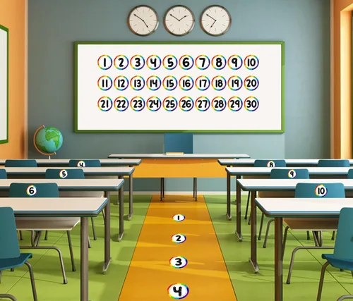 Vista 2 de WhatSign Calcomanías para el aula, 36 marcadores numéricos, calcomanías de suelo para organización del aula, suministros para profesores de regreso