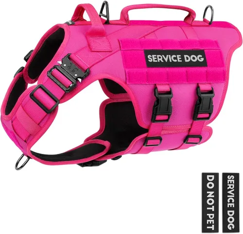Vista 11 de Arnés táctico para perros - PETNANNY Chaleco para perro de servicio para perros grandes Cobertura corporal completa en arnés para perros de Rosa
