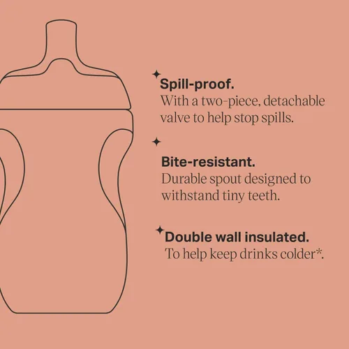 Vista 5 de Tommee Tippee Botella de agua con boquilla deportiva aislada de 9 onzas para niños pequeños, sin derrames, tazas para sorber para niños pequeños