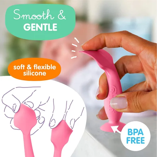 Vista 4 de Bumco - Mini espátula para crema de pañales con estuche, espátula para glúteos de bebé libre de BPA, espátula de pañales suave y flexible, aplicador