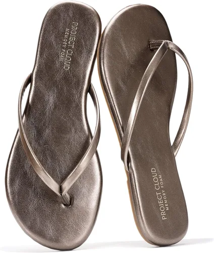 Vista 24 de Project Cloud - Sandalias para mujer planas de espuma viscoelástica, ligeras de cuero vegano, sandalias esenciales de verano para la playa