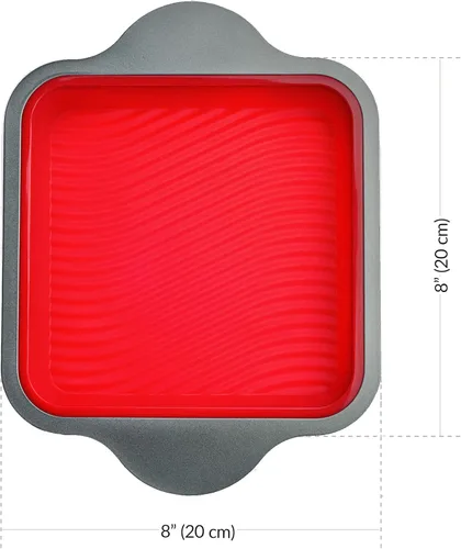 Vista 6 de Boxiki Kitchen Juego de hornear de silicona: molde de pan de 9 x 5 y molde cuadrado para pasteles y brownie de 8 x 8 pulgadas, antiadherente, fácil