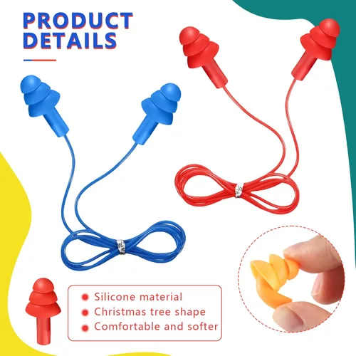 Vista 3 de Xuhal 200 pares de tapones para los oídos con cable, tapones para los oídos de silicona a granel con reducción de ruido, tapones para los oídos