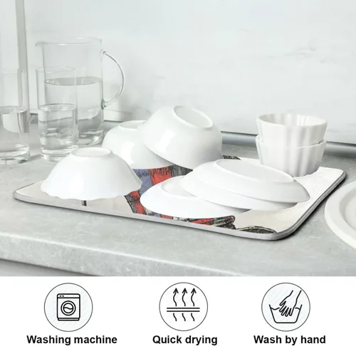 Vista 7 de Tapete de secado de platos para encimera de cocina, tapete de secado de platos, tapete escurridor de platos, almohadilla de microfibra absorbente