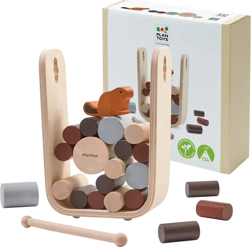 PlanToys® Timber Tumble Juego de equilibrio y estrategia de madera para niños a partir de 3 años