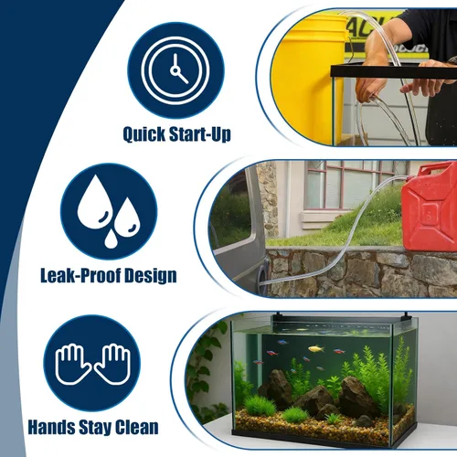 Vista 6 de Wadoy Kit de bomba de manguera de sifón autocebante – Manguera de transferencia de líquido de válvula de 6 pies y 1/2 pulgada para gas, aceite